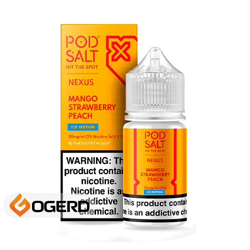 سالت انبه توت فرنگی یخ پاد سالت (30میل) POD SALT NEXUS MANGO STRAWBERRY PEACH ICE