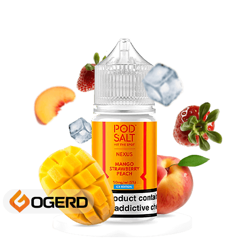 سالت انبه توت فرنگی یخ پاد سالت (30میل) POD SALT NEXUS MANGO STRAWBERRY PEACH ICE